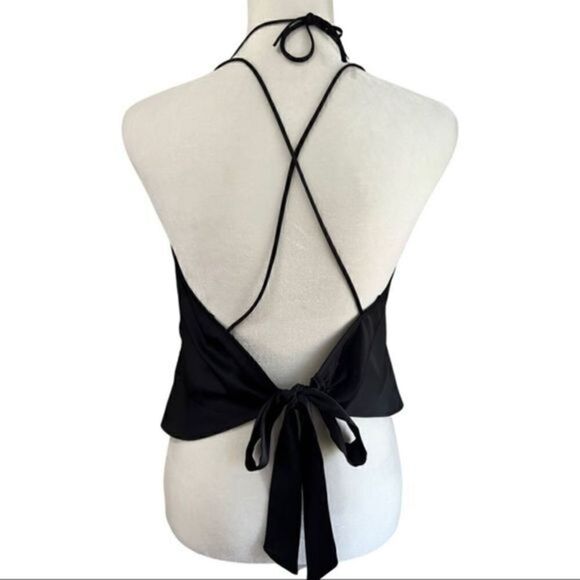 NWT Express Black satin top Crop top size small - Picture 4 of 8
